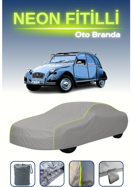 Gri [citroen 2cv 1949 - 1990] Uyumlu Neon Fitilli Araba Brandası, Su ve Toz Geçirmez