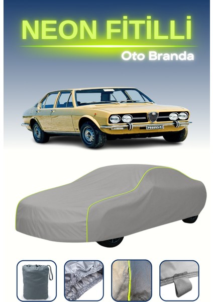 Gri [alfa Romeo Alfetta 1972 - 1979] Uyumlu Neon Fitilli Araba Brandası, Su ve Toz Geçirmez