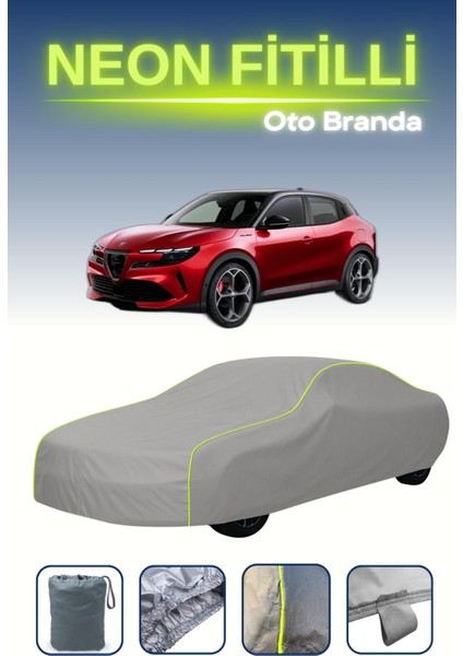 Gri [alfa Romeo Junior] Uyumlu Neon Fitilli Araba Brandası, Su ve Toz Geçirmez