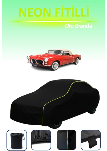 Siyah [fiat 1100 Tv Spider 1955 - 1960] Uyumlu Neon Fitilli Araba Brandası, Su ve Toz Geçirmez