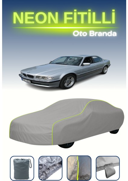 Gri [bmw L7 (E38) 1997 - 2001] Uyumlu Neon Fitilli Araba Brandası, Su ve Toz Geçirmez