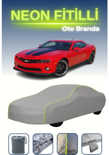 Gri [chevrolet Camaro 2009 - 2013] Uyumlu Neon Fitilli Araba Brandası, Su ve Toz Geçirmez