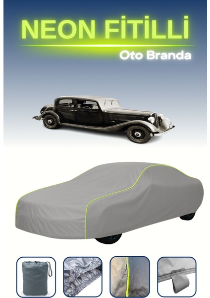 Gri [fiat 527 1934] Uyumlu Neon Fitilli Araba Brandası, Su ve Toz Geçirmez