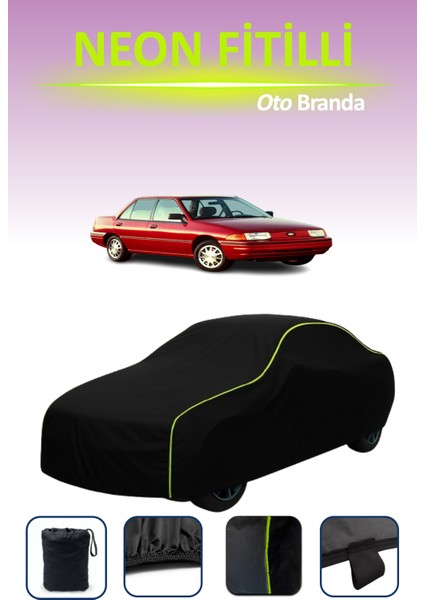 Siyah [ford Escort 5 Kapılı 1990 - 1992] Uyumlu Neon Fitilli Araba Brandası, Su ve Toz Geçirmez