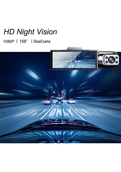 Çift Kameralı Araç Içi Kamera 1080P Full Hd, Gece Görüşü, G-Sensör, Park Modu, 3.16” Ekran fırsatları