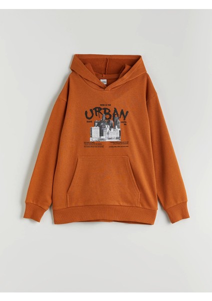 Lcw Kids Kahverengi Kapüşonlu Erkek Çocuk Sweatshirt