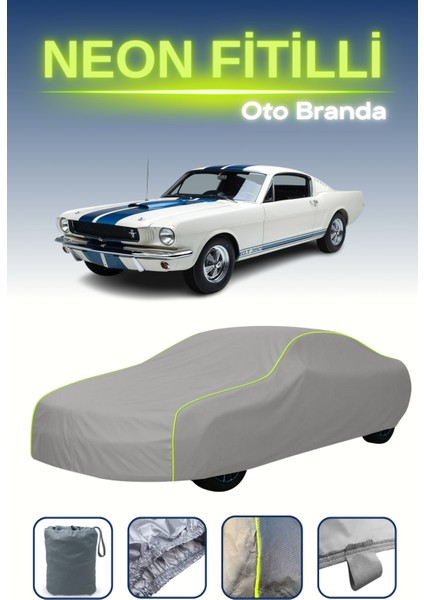 Gri [ford Mustang Gt 350 Shelby 1965] Uyumlu Neon Fitilli Araba Brandası, Su ve Toz Geçirmez