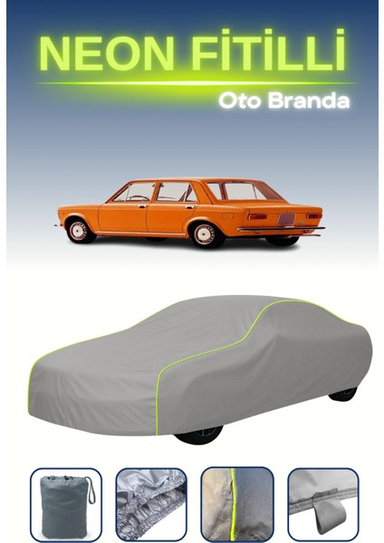 Gri [fiat 128 Saloon 1969 - 1976] Uyumlu Neon Fitilli Araba Brandası, Su ve Toz Geçirmez