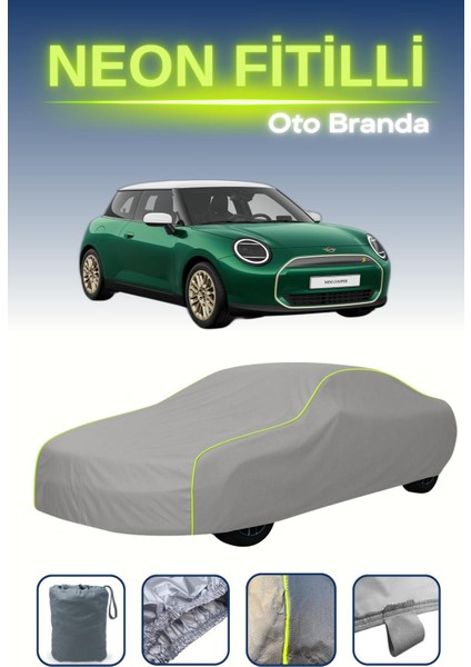 Gri [mini Cooper Electric] Uyumlu Neon Fitilli Araba Brandası, Su ve Toz Geçirmez