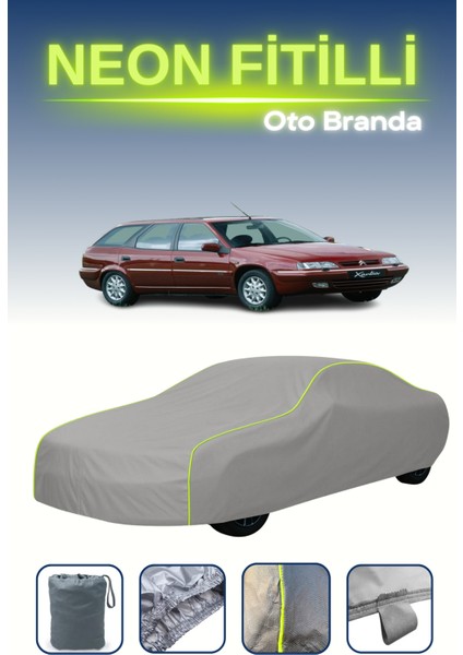 Gri [citroen Xantia Break 1995 - 1998] Uyumlu Neon Fitilli Araba Brandası, Su ve Toz Geçirmez