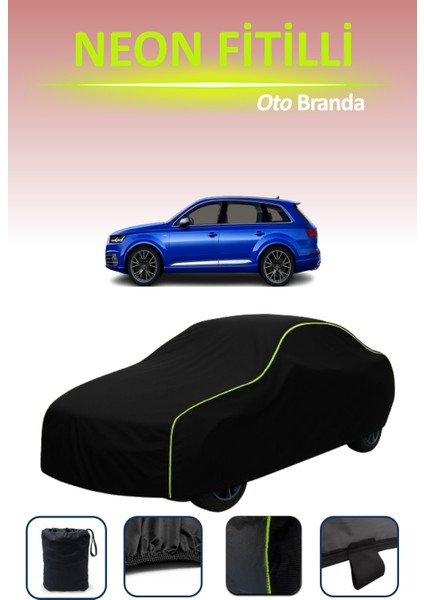 Siyah [audi Sq7 2016 - 2019] Uyumlu Neon Fitilli Araba Brandası, Su ve Toz Geçirmez