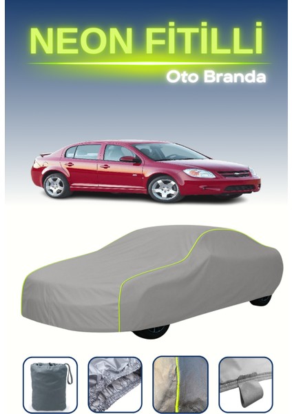 Gri [chevrolet Cobalt Sedan Ss 2008 - 2010] Uyumlu Neon Fitilli Araba Brandası, Su ve Toz Geçirmez