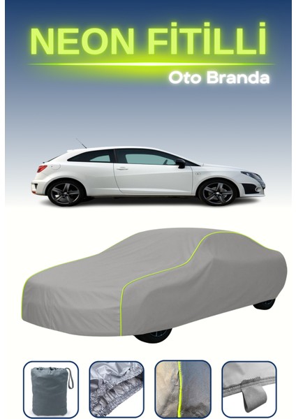 Gri [seat Ibiza Bocanegra 2009 - 2017] Uyumlu Neon Fitilli Araba Brandası, Su ve Toz Geçirmez