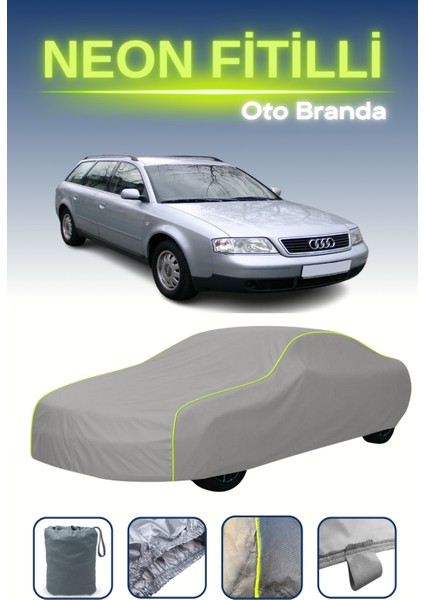 Gri [audi A6 Avant 1998 - 2001] Uyumlu Neon Fitilli Araba Brandası, Su ve Toz Geçirmez