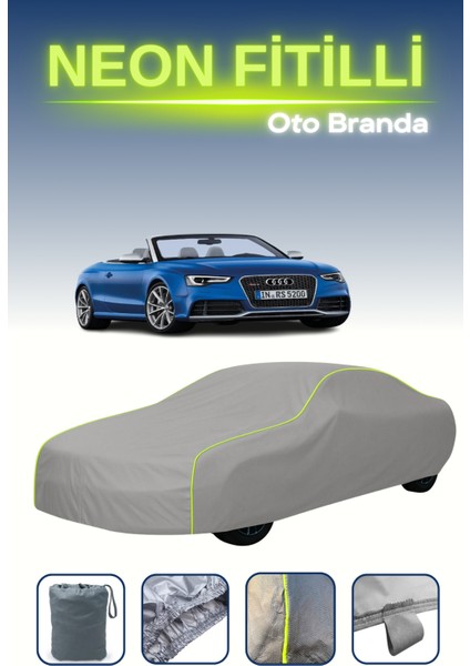 Gri [audi Rs5 Cabriolet 2013 - 2021] Uyumlu Neon Fitilli Araba Brandası, Su ve Toz Geçirmez
