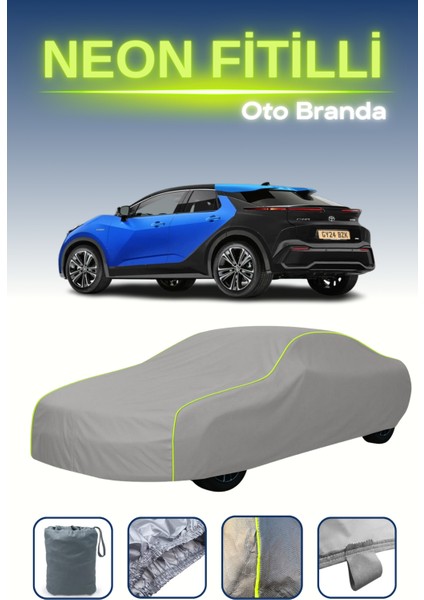 Gri [toyota C-Hr] Uyumlu Neon Fitilli Araba Brandası, Su ve Toz Geçirmez