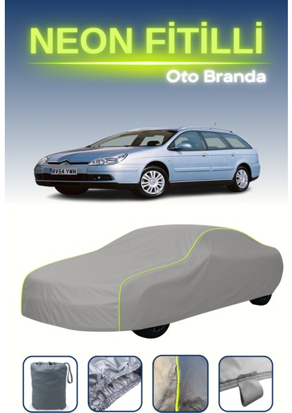 Gri [citroen C5 Estate 2004 - 2008] Uyumlu Neon Fitilli Araba Brandası, Su ve Toz Geçirmez