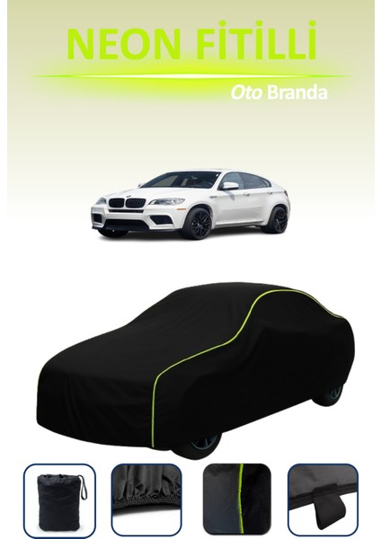 Siyah [bmw X6M 2014 - 2021] Uyumlu Neon Fitilli Araba Brandası, Su ve Toz Geçirmez