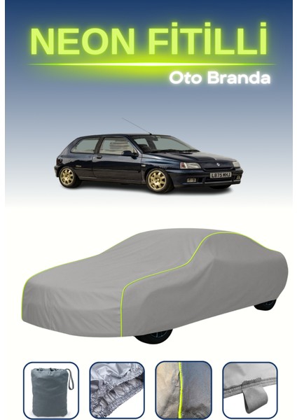 Gri [renault Clio Williams 1993 - 1996] Uyumlu Neon Fitilli Araba Brandası, Su ve Toz Geçirmez
