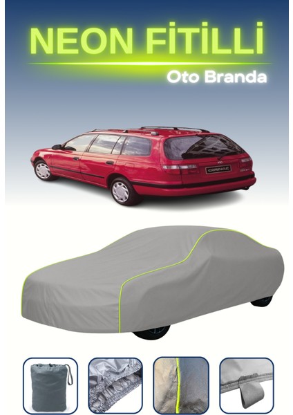 Gri [toyota Carina Wagon] Uyumlu Neon Fitilli Araba Brandası, Su ve Toz Geçirmez