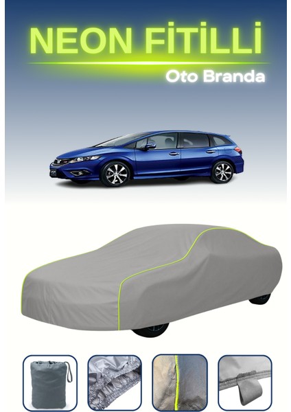 Gri [honda Jade] Uyumlu Neon Fitilli Araba Brandası, Su ve Toz Geçirmez