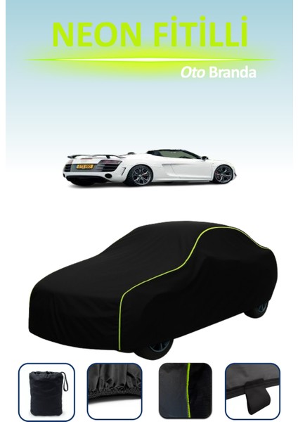 Siyah [audi R8 Gt Spyder 2011 - 2013] Uyumlu Neon Fitilli Araba Brandası, Su ve Toz Geçirmez
