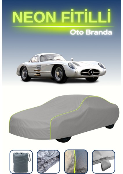 Gri [mercedes-Benz 300 Slr Coupe] Uyumlu Neon Fitilli Araba Brandası, Su ve Toz Geçirmez