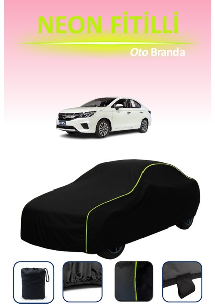Siyah [honda City Sedan] Uyumlu Neon Fitilli Araba Brandası, Su ve Toz Geçirmez