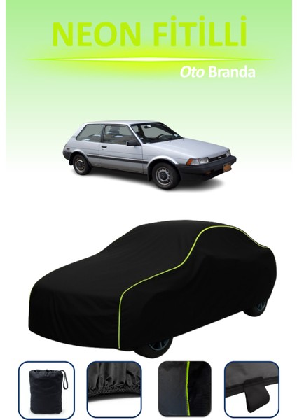 Siyah [toyota Corolla Fx Compact 5] Uyumlu Neon Fitilli Araba Brandası, Su ve Toz Geçirmez