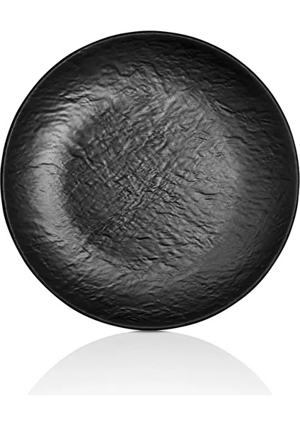 M11926.BL - Tilda Matt 6'lı Siyah Yuvarlak Servis Tabak Seti 26 Cm, Thermoset Melamin