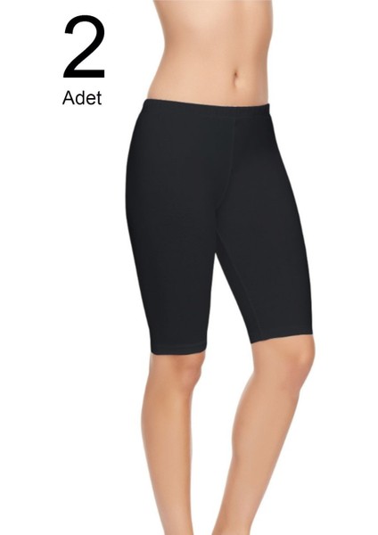 Kadın Siyah 2'li Paket Likralı Modal Diz Üstü Spor Tayt fiyatları