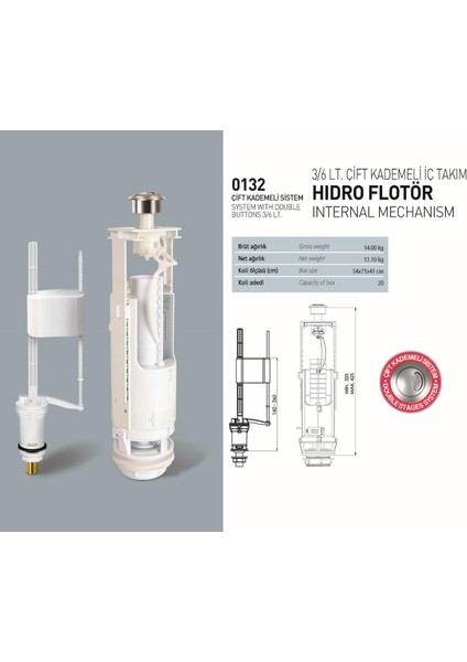 Rezarvuar Iç Takım Çift Kademeli Sistem Hidro Flotör fiyatları