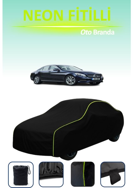 Siyah [mercedes C-Class (W205) 2014 - 2018] Uyumlu Neon Fitilli Araba Brandası, Su ve Toz Geçirmez
