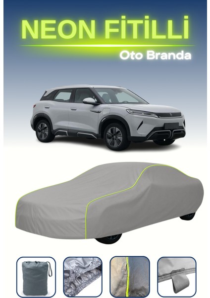 Gri [byd Yuan 1] Uyumlu Neon Fitilli Araba Brandası, Su ve Toz Geçirmez