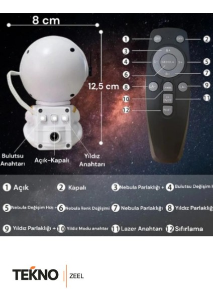 Nebula Astronot Yıldızlı Gökyüzü Projektör Galaksiler - Yıldızlar ve Gökyüzü Gece Lambası Uzaktan Kumandalı fırsatları