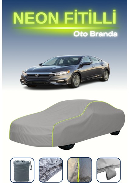 Gri [honda Insight 2018 - 2021] Uyumlu Neon Fitilli Araba Brandası, Su ve Toz Geçirmez