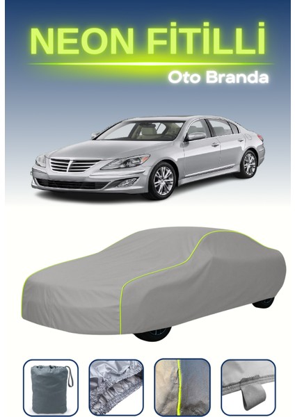 Gri [hyundai Genesis 2] Uyumlu Neon Fitilli Araba Brandası, Su ve Toz Geçirmez