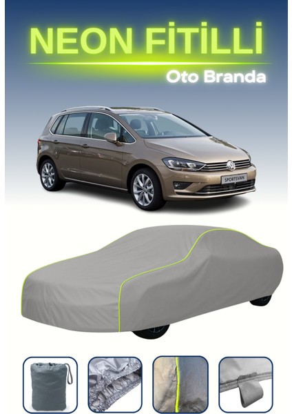 Gri [volkswagen Golf Sportsvan 2014 - 2017] Uyumlu Neon Fitilli Araba Brandası, Su ve Toz Geçirmez