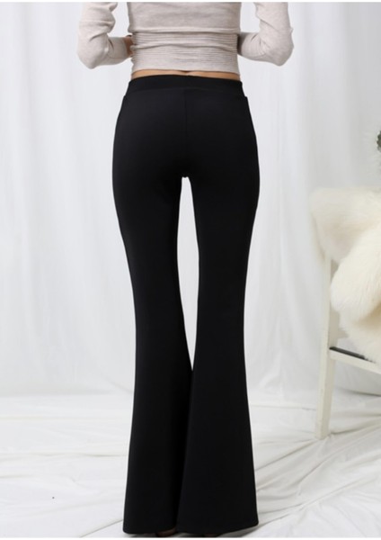 Kadın Siyah Yüksek Bel Ispanyol Paça Toparlayıcı Çelik Tayt modelleri