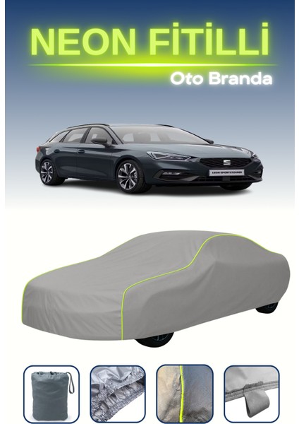 Gri [seat Leon 3 St] Uyumlu Neon Fitilli Araba Brandası, Su ve Toz Geçirmez