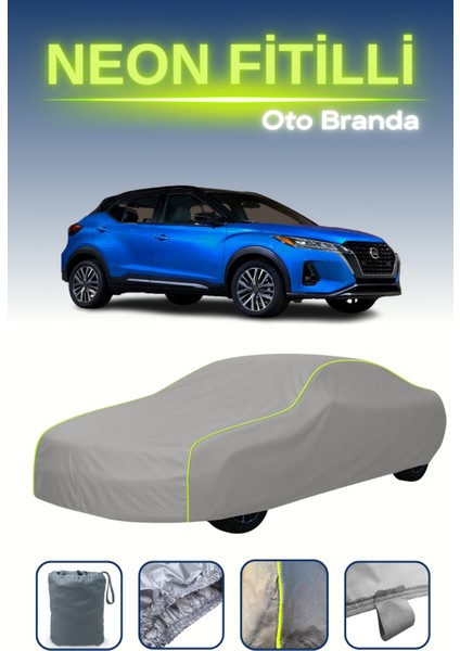 Gri [nissan Kicks] Uyumlu Neon Fitilli Araba Brandası, Su ve Toz Geçirmez