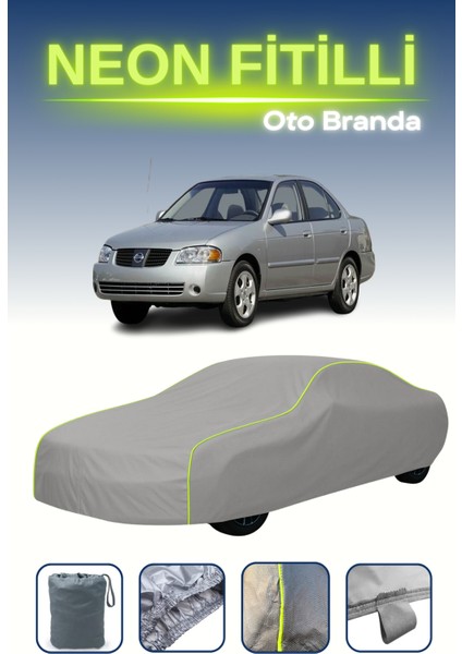 Gri [nissan Sentra 2006 - 2012] Uyumlu Neon Fitilli Araba Brandası, Su ve Toz Geçirmez
