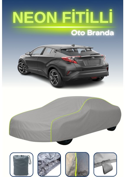 Gri [toyota C-Hr 2019 - 2021] Uyumlu Neon Fitilli Araba Brandası, Su ve Toz Geçirmez