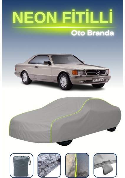Gri [mercedes S-Serisi Coupe (C126) 1981 - 1992] Neon Fitilli Araba Brandası, Su ve Toz Geçirmez