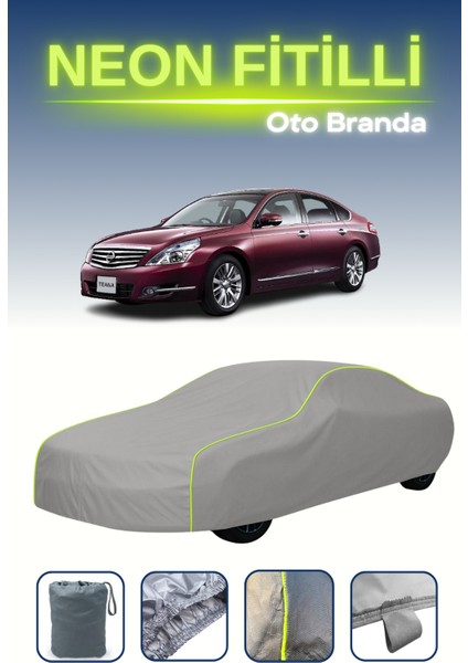 Gri [nissan Teana 2009 - 2021] Uyumlu Neon Fitilli Araba Brandası, Su ve Toz Geçirmez