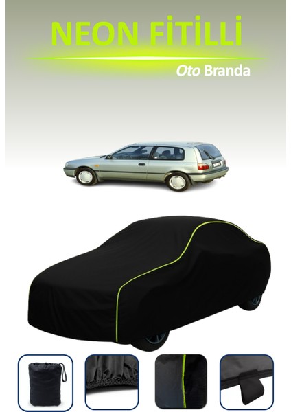 Siyah [nissan Sunny Hatchback 1993 - 1995] Uyumlu Neon Fitilli Araba Brandası, Su ve Toz Geçirmez