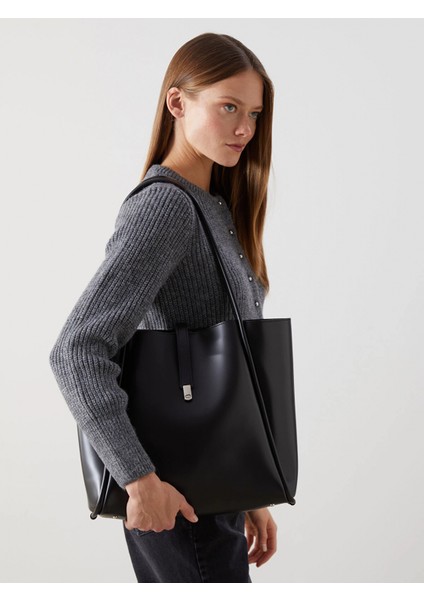 Lcw Accessorıes Siyah Deri Görünümlü Kadın Kol Çantası