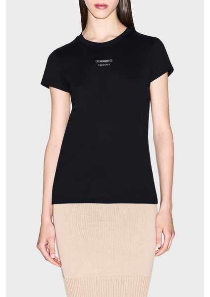 Logolu Pamuklu Slim Fit Bisiklet Yaka T Shirt Bayan T Shirt XW001369 AF10356 UC001