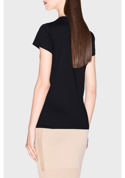 Logolu Pamuklu Slim Fit Bisiklet Yaka T Shirt Bayan T Shirt XW001369 AF10356 UC001 modelleri