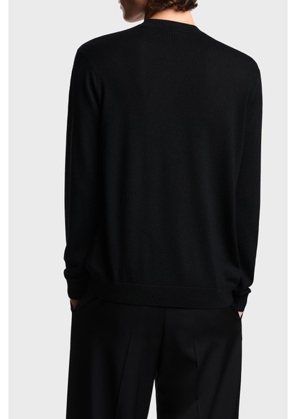 Logolu % 100 Yün Regular Fit Bisiklet Yaka Kazak Erkek Kazak EM002419 AF14158 UC001 modelleri